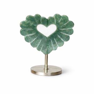 Carved Moss Agate Heart with Stand